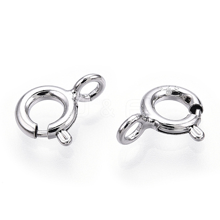 Rhodium Plated 925 Sterling Silver Spring Ring Clasps STER-T004-81A-P-1