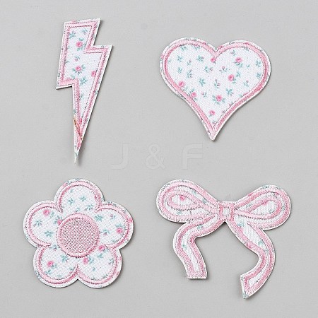 4Pcs Polyester Flower Pattern Embroidery Self-adhesive Patches PATC-TAC0011-07B-1
