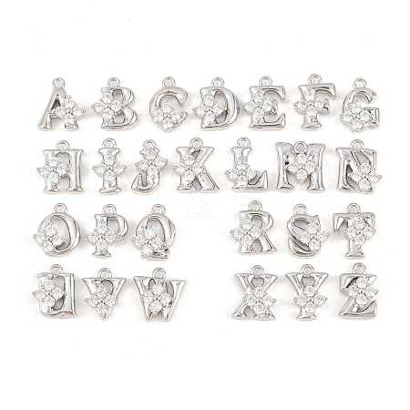 26Pcs Brass Micro Pave Clear Cubic Zirconia Charms KK-Z151-18P-1