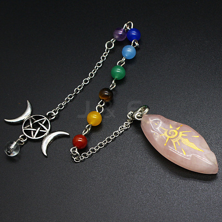 Natural Rose Quartz Horse Eye Dowsing Pendulum Big Pendants PW-WG8D3DA-03-1