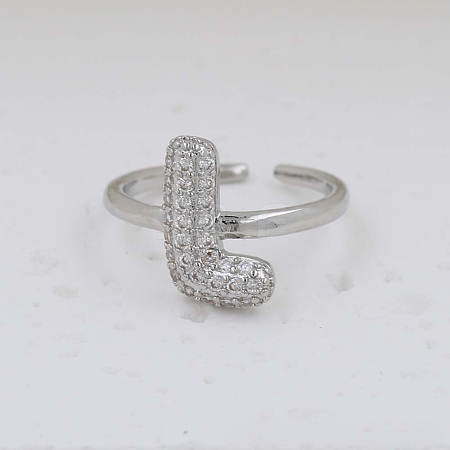 Brass Micro Pave Clear Cubic Zirconia Cuff Rings FS-WG17FF6-12-1