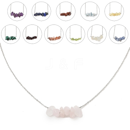 12Pcs 12 Styles Natural Mixed Stone Chip Pendant Necklace Sets NJEW-JN05097-1