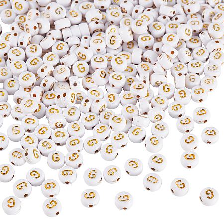 500Pcs Plating Acrylic Beads PACR-TADJ0001-01G-1