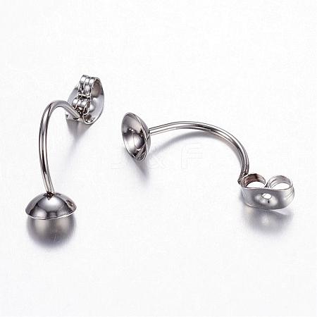 304 Stainless Steel Stud Earring Settings STAS-N0006-02P-1