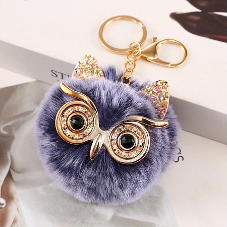 Owl Furry Pom-Pom Keychain for Women PW-WG49E57-11-1