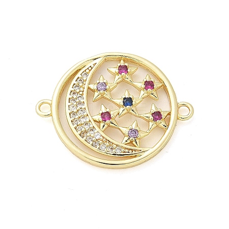 Brass Micro Pave Colorful Cubic Zirconia Connector Charms KK-Z095-01G-01-1