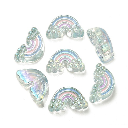 UV Plating Rainbow Iridescent Acrylic Enamel Beads LS-OACR-G012-08A-1