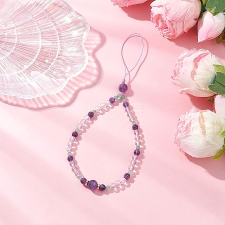Natural Amethyst Mobile Straps HJEW-JM03413-01-1