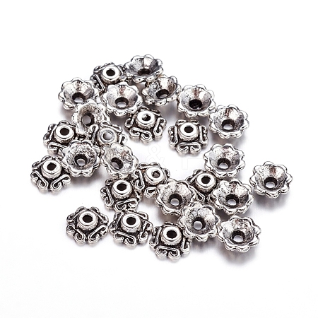 Tibetan Style Alloy Bead Caps TIBEB-S039-054AS-RS-1