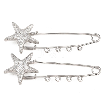 Starfish 304 Stainless Steel Safety Pins Brooch Findings SA-CBA098D-16B-P04-1