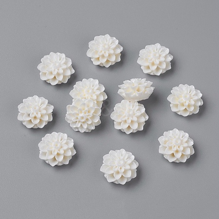 15MM White Flower Resin Cameo Cabochons for Finger Ring Making X-RB772Y-5-1