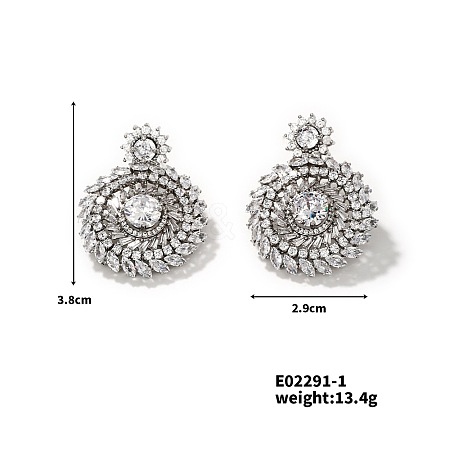 Vintage Classic Copper Zircon Stud Earrings Fashionable Elegant Luxury Ear Jewelry ZU4811-1