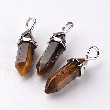 Bullet Natural Tiger Eye Pointed Pendants G-E332-A05-1