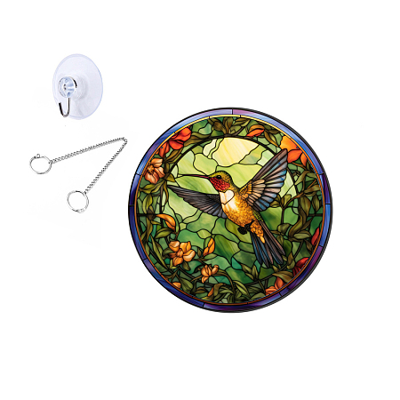 Flat Round Stained Acrylic Window Planel BIRD-PW0001-026B-1