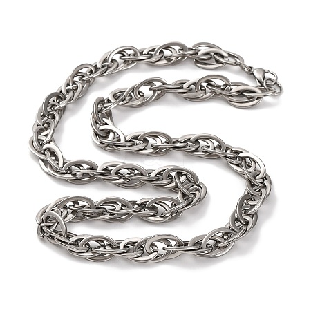 201 Stainless Steel Oval Rope Chain Necklace NJEW-F222-32P-1