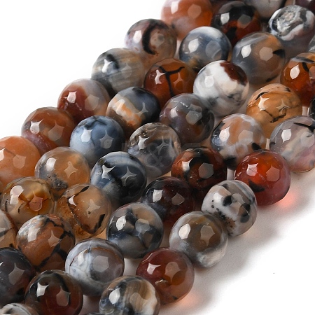 Dyed & Heated Natural Fire Crackle Agate Beads Strands G-P539-B01-15-1