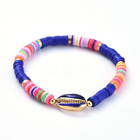 Handmade Polymer Clay Heishi Bead Stretch Bracelets BJEW-JB05076-01-1