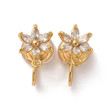 Brass Micro Pave Cubic Zirconia Ear Cuff Findings KK-F898-19D-G-1