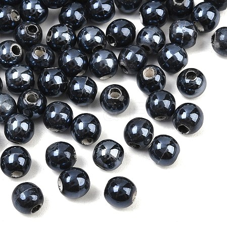 Glazed Porcelain Round Beads PORC-S489-6mm-03-1