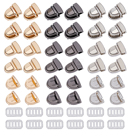 12Pcs 3 Colors Iron Bag Tuck Clasps PURS-NB0001-01-1