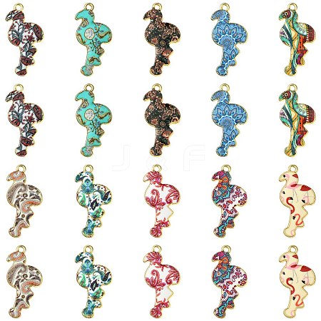 40Pcs 10 Styles Printed Alloy Pendants FIND-CJ0001-96-1