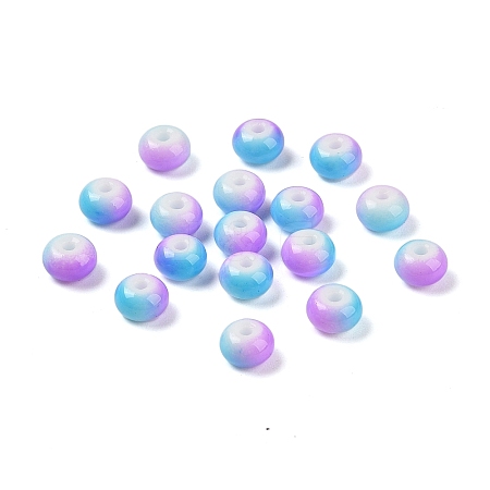 Opaque Spray Painted Glass Beads GLAA-G118-01N-1