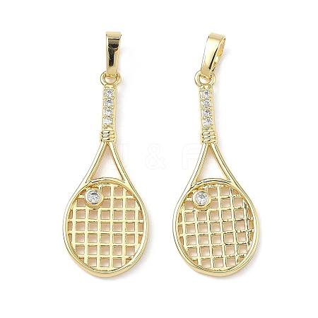 Brass Micro Pave Clear Cubic Zirconia Pendants KK-I476-24G-1