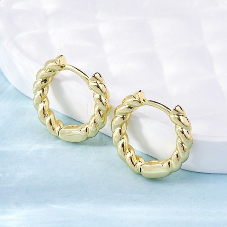 Brass Twisted Rope Chunky Hinged Huggie Hoop Earrings for Women LS-EJEW-P196-25G-1