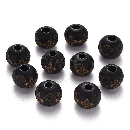 Painted Natural Wood Beads LS-X-WOOD-N006-03A-10-1
