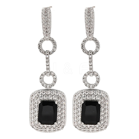 Brass Micro Pave Cubic Zirconia Dangle Stud Earrings EJEW-H014-15P-08-1