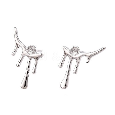 Anti-Tarnish Rhodium Plated 925 Sterling Silver Stud Earring Findings STER-T007-116P-1