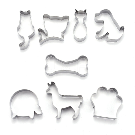 Non-Tarnish Stainless Steel Mixed Cat and Dog Pattern Cookie Candy Food Cutters Molds DIY-H142-10P-1