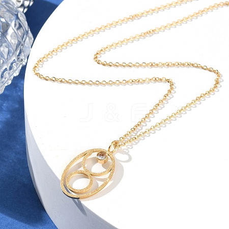 304 Stainless Steel Cubic Zirconia Twelve Constellations Runes Pendant Cable Chain Necklaces for Women NJEW-B121-02G-02-1