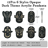 12Pcs 6 Styles Opaque Dark Theme Acrylic Pendants OACR-CJ0002-09-2