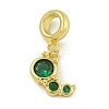 Rack Plating Brass Pave Green Cubic Zirconia Insects European Dangle Charms KK-Z067-35G-1