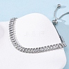 304 Stainless Steel with Clear Cubic Zirconia Link Chain Bracelets BJEW-G754-03P-01-3
