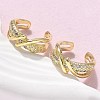 Brass Micro Pave Clear Cubic Zirconia Cuff Earrings EJEW-F359-09G-02-1