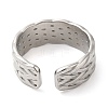 Non-Tarnish 304 Stainless Steel Textured Open Cuff Ring for Women RJEW-I098-34P-3