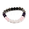 Bohemian Style Natural & Synthetic Mixed GemstoneRound Beaded Stretch Bracelets for Men NU8854-1-1