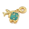 Rack Plating Brass Dark Cyan Enamel European Dangle Charms KK-U035-24G-2