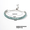 Brass Erinite Rhinestone Box Chain Slider Bracelets for Women TG7650-7-1