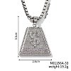 Brass Full Clear Cubic Zirconia Dollar Sign Trapezoid Pendant Box Chain Necklaces IF1636-1-2