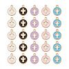 100Pcs 5 Colors Light Gold Plated Alloy Enamel Pendants ENAM-BY0001-01-2