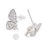 925 Sterling Silver with Cubic Zirconia Stud Earrings Findings EJEW-B038-01P-2