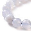 Natural Blue Chalcedony Round Beaded Stretch Bracelet for Women BJEW-JB09088-4