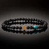 Natural Lava Rock Round Beaded Stretch Bracelets for Women Men ND3702-3