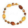 Natural Amber & Non-magnetic Synthetic Hematite Beads Stretch Bracelets for Women Men BJEW-JB13775-3