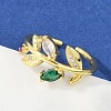 Brass Micro Pave Cubic Zirconia Cuff Rings for Women RJEW-S400-05G-3