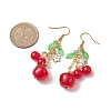 Red Glass Dangle Earrings EJEW-JE05729-01-3