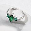 Brass Micro Pave Cubic Zirconia Cuff Open Rings for Women RJEW-L343-14P-06-3